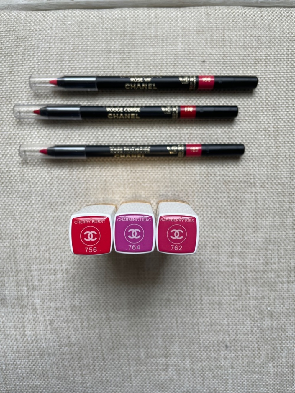 CHANEL Lip Liner Set — Cherry Burst, Charming Lilac, Raspberry Kiss